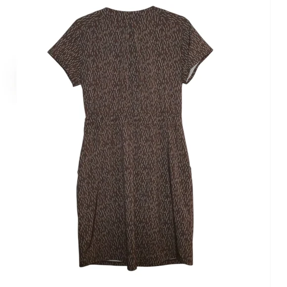 REI Co-op Green Print Casual Dress | V-Neck, Drawstring Waist | Size M - Picture 3 of 9